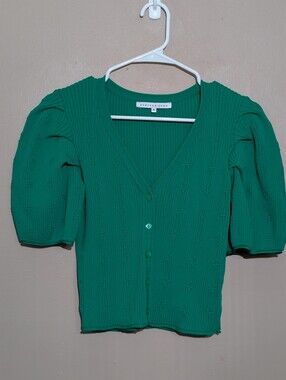 Endless Rose Ribbed Short Sleeve Cardigan, Size:M